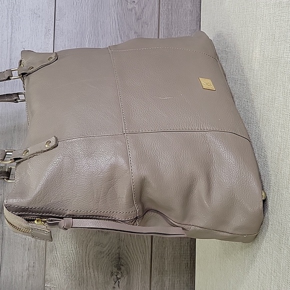 Kooba Taupe Leather Tote Shoulder Bag Handbag Purse - Picture 5 of 14